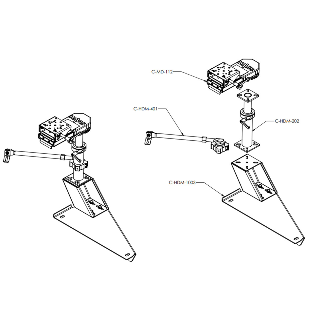 Havis PKG-PSM-3003 Premium Pedestal Mount Package, Chevy Tahoe 2021-24, Silverado & GMC Sierra 1500 2019-24