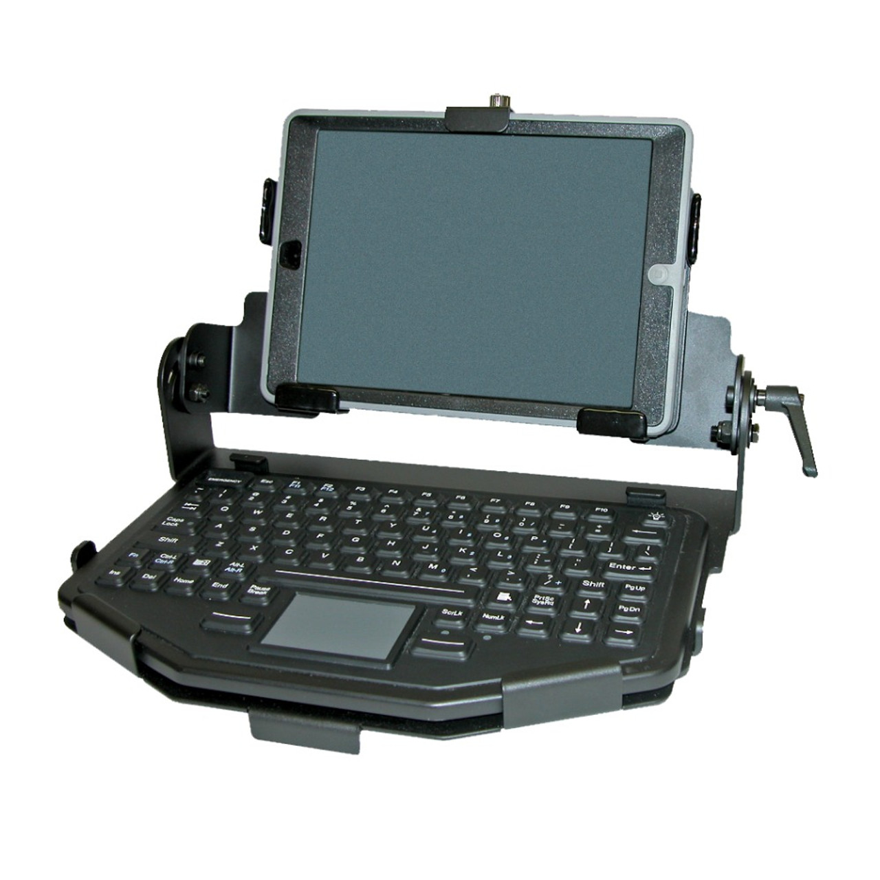 Lund Industries UNVTAB75-4-MT* Universal Tablet Clamshell mounting system allows small form factor tablets to be mounted with an iKey Thin keyboard