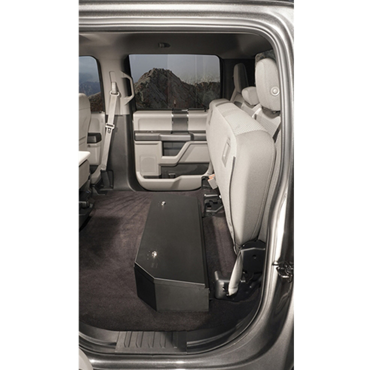 Tuffy Security 344-01 Ford F-Series SuperCrew CrewCab, 2015+ Under Rear 60 Percent Bench Seat Lock Box, 37x13x8,  Weather Resistant, Welded 16 Gauge steel construction, Durable texture powder coat finish