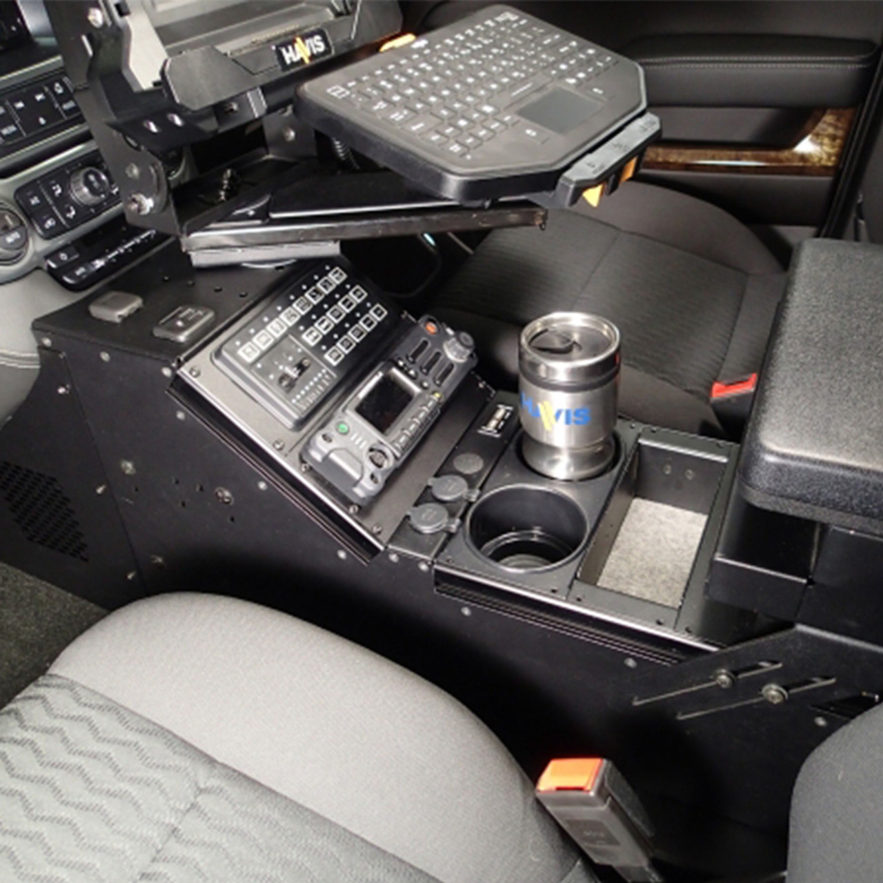 Havis C-VS-0812-TAH-1 20 Inch Vehicle Specific Console for 2015-2020 Chevy Tahoe Law Enforcement Pursuit Vehicle & 2015-2020 Chevy Suburban, includes faceplates and filler panels