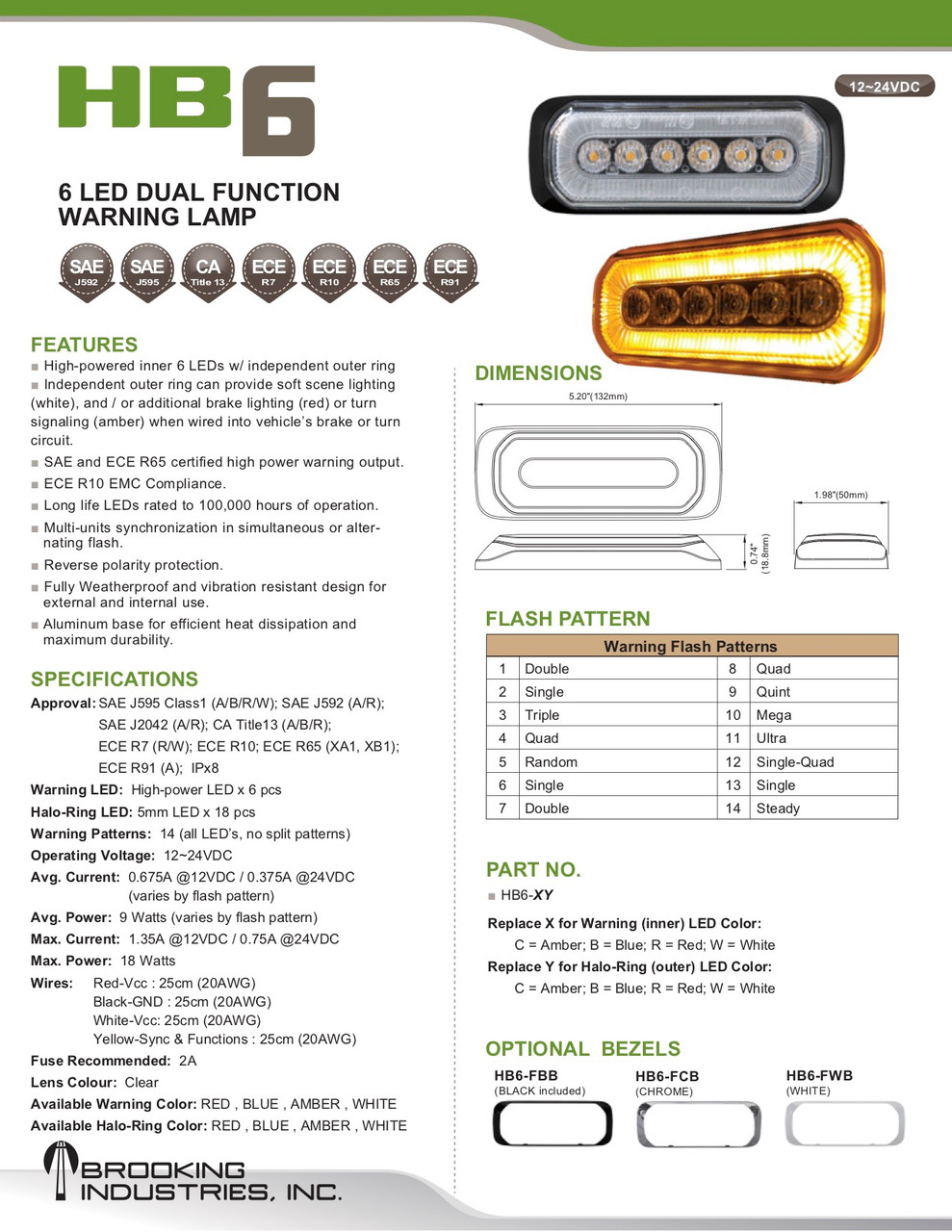 CLOSE OUT - Brooking Industries - HB6 - 6 LED Dual Function Ring Surface Mount Lighthead