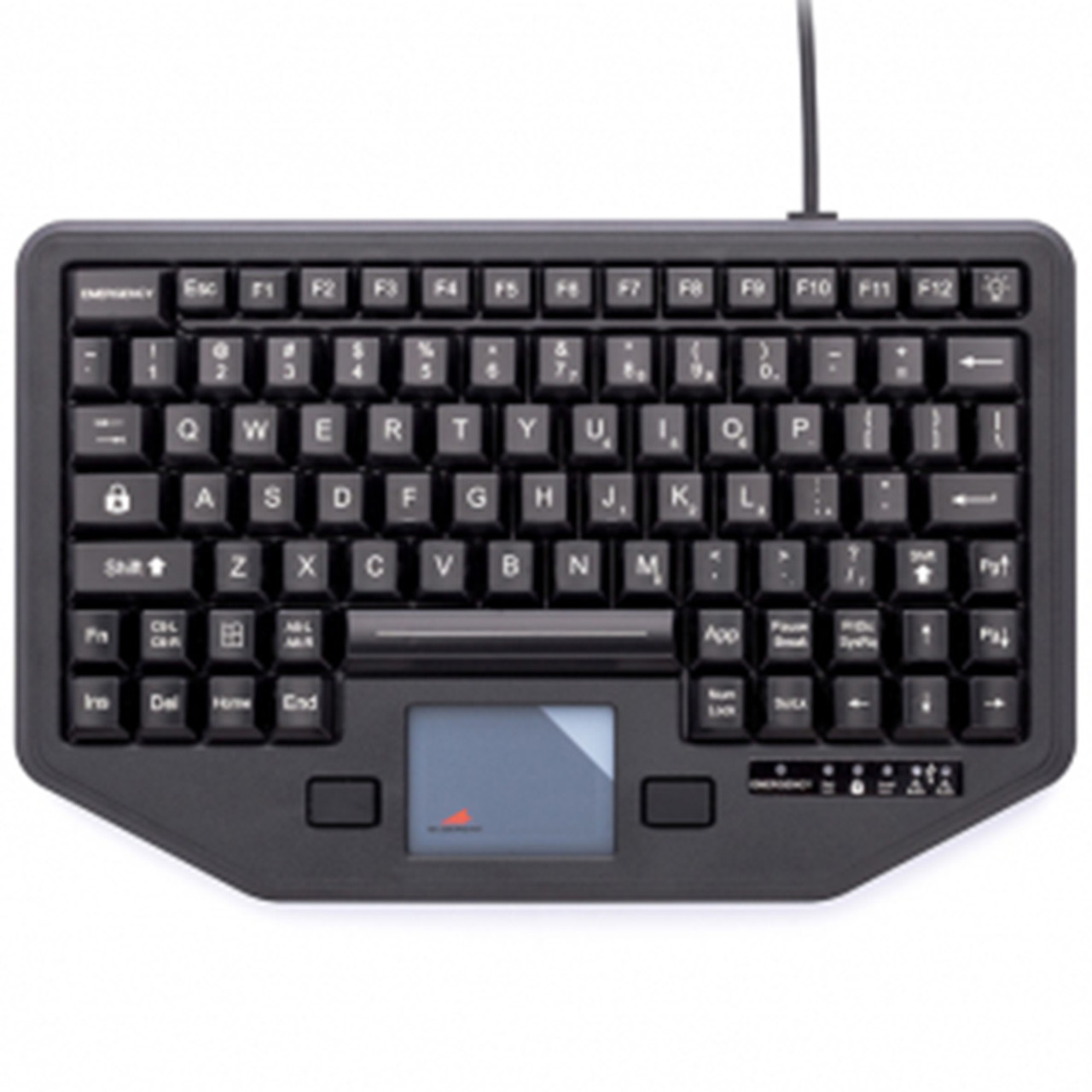 Gamber Johnson 7300-0084 iKey Full Travel Keyboard with Attachment Versatility, Green Back Lighting, Emergency Key, Integrated Touchpad, Mobile Mounting Holes, and Humidity Resistant