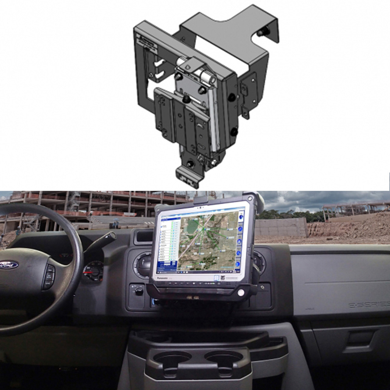 Havis C-DMM-3009 Dashboard Swing Up Monitor or Tablet Mount for 2009-2019  Ford E-350 & E-450 Cutaway, 2009-2014 Ford Econoline and 2008-2016 Ford  F-250, 350, 450 Super Duty Trucks and 550 Cab Chassis, Includes VESA 75  Hole Pattern