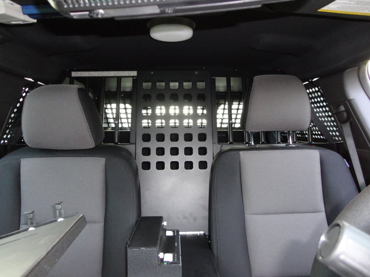 American Aluminum Ford Interceptor Sedan (Taurus) EZ Rider K9 Law Enforcement Dog Car Kennel Transport System, Insert, Black or Aluminum Finish, includes rubber mat, door panels, and window guards, 2013-2019