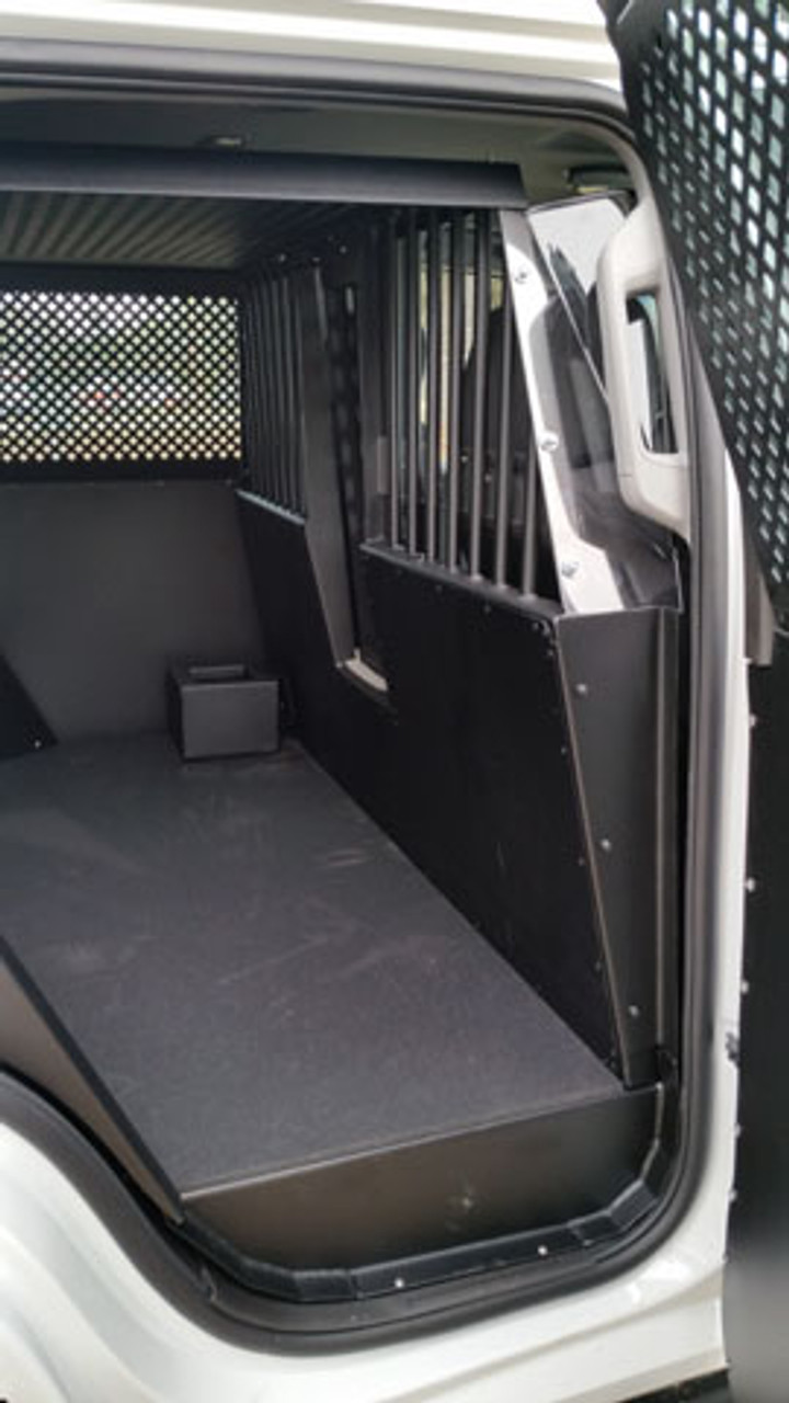 American Aluminum Chevy Tahoe SUV EZ Rider K9 Law Enforcement Dog Vehicle Kennel Transport System, Insert, Black or Aluminum Finish, includes rubber mat, door panels, and window guards, 2010-2021