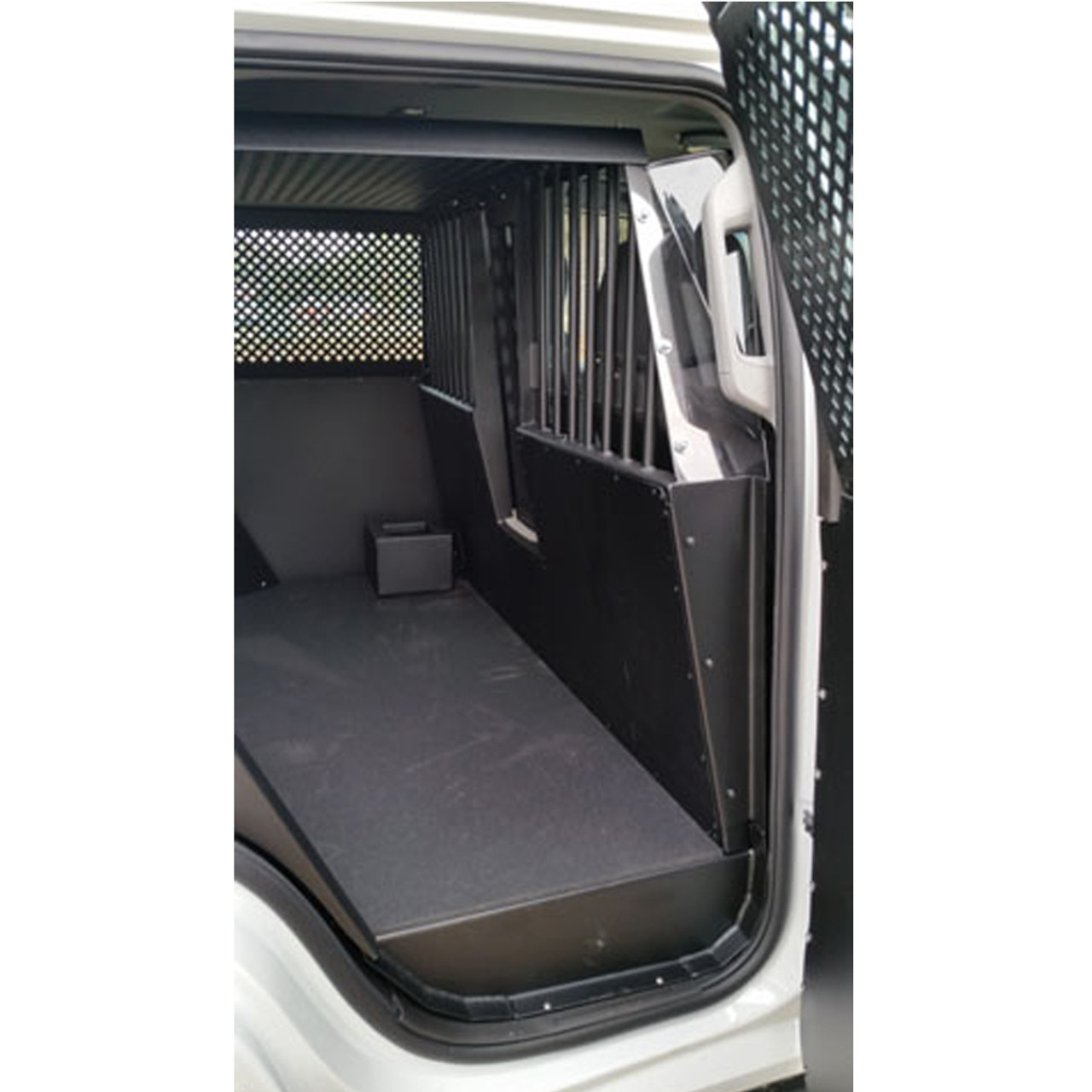 American Aluminum Ford Expedition EZ Rider Law Enforcement K9 Kennel Transport System, Insert, Black or Aluminum Finish, includes rubber mat, door panels, and window guards