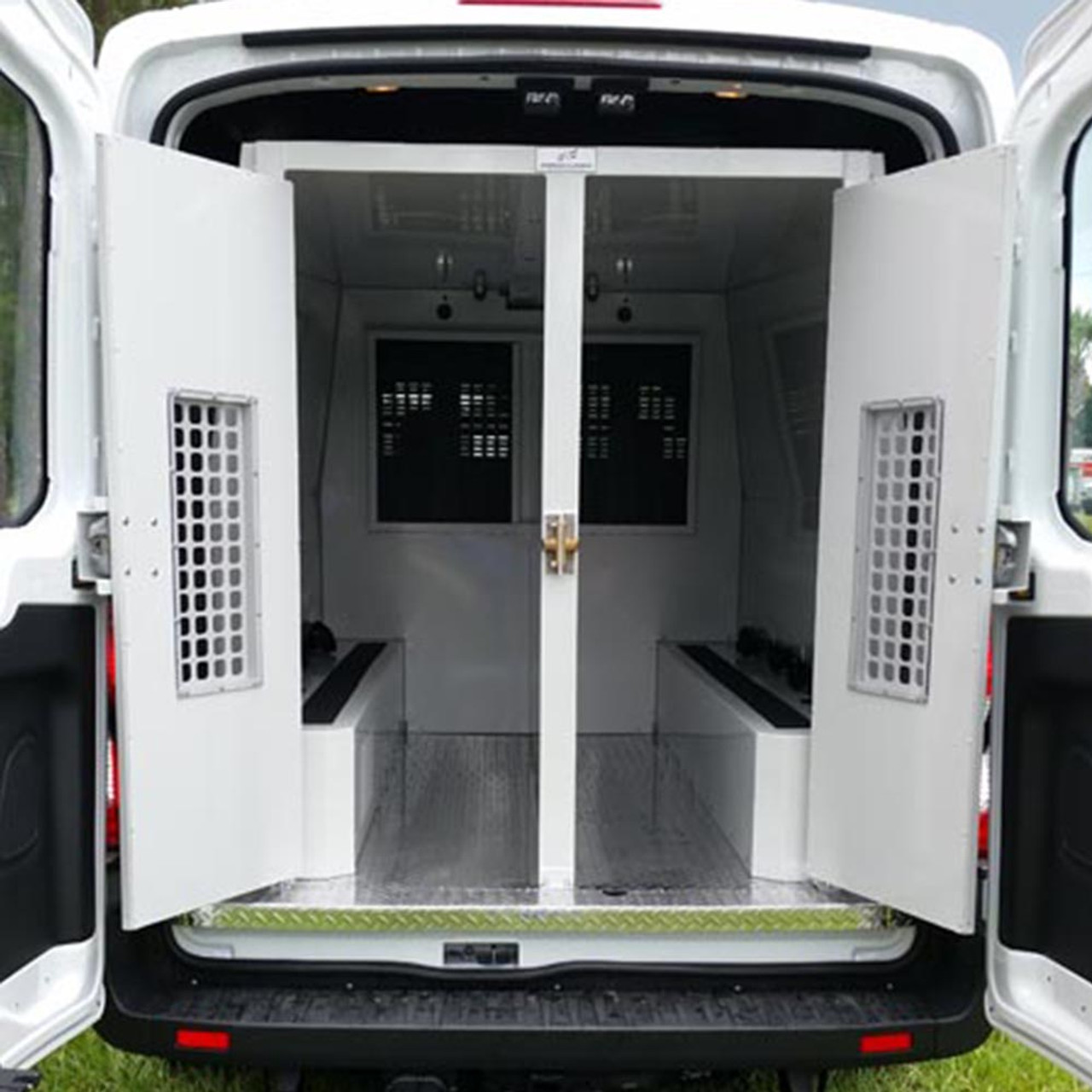 American Aluminum Ford Transit Van Inmate Transport Modular System Extended Length,  with Compartment Options