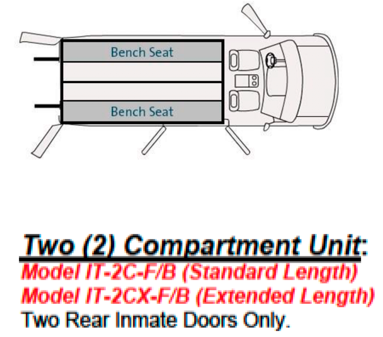 American Aluminum Ford Transit Van Inmate Transport Modular System Extended Length,  with Compartment Options