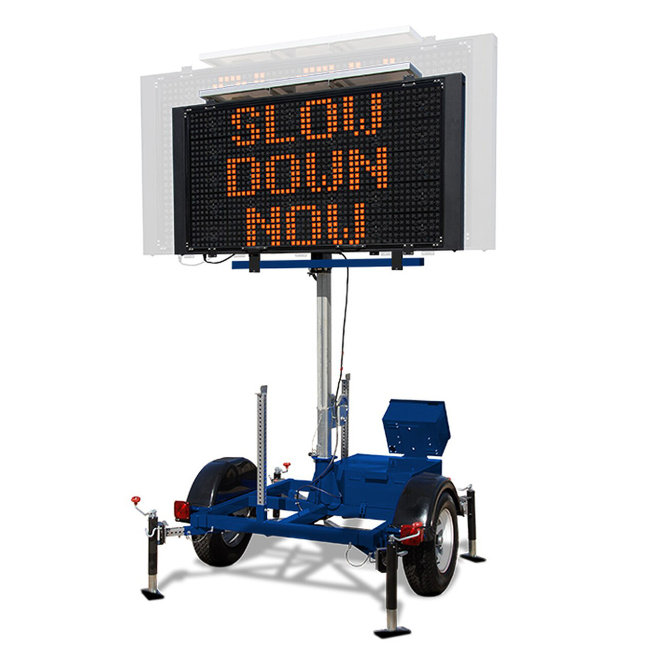 Stalker Variable Message Board Sign And Trailer, Includes Traffic Data Collector, Rotates 360 Degrees, Raise - Lower - Pivot, Choose (In Feet) 3 X 6 Or 4 X 8 Display Panels, Battery And Solar Powered