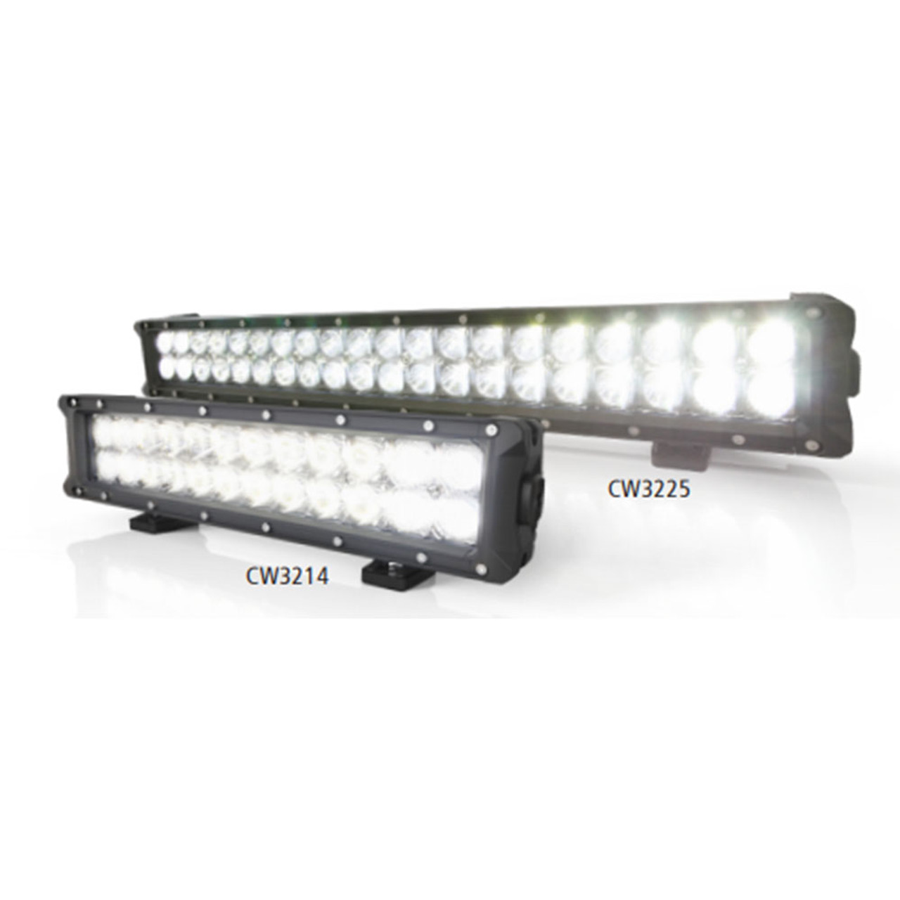 Code 3 CW3200 Series Double Row Utility Lightbars, with polycarbonate lens, Built-in vent to prevent fogging, available in 14" or 25" Lengths, comes with two mounting options