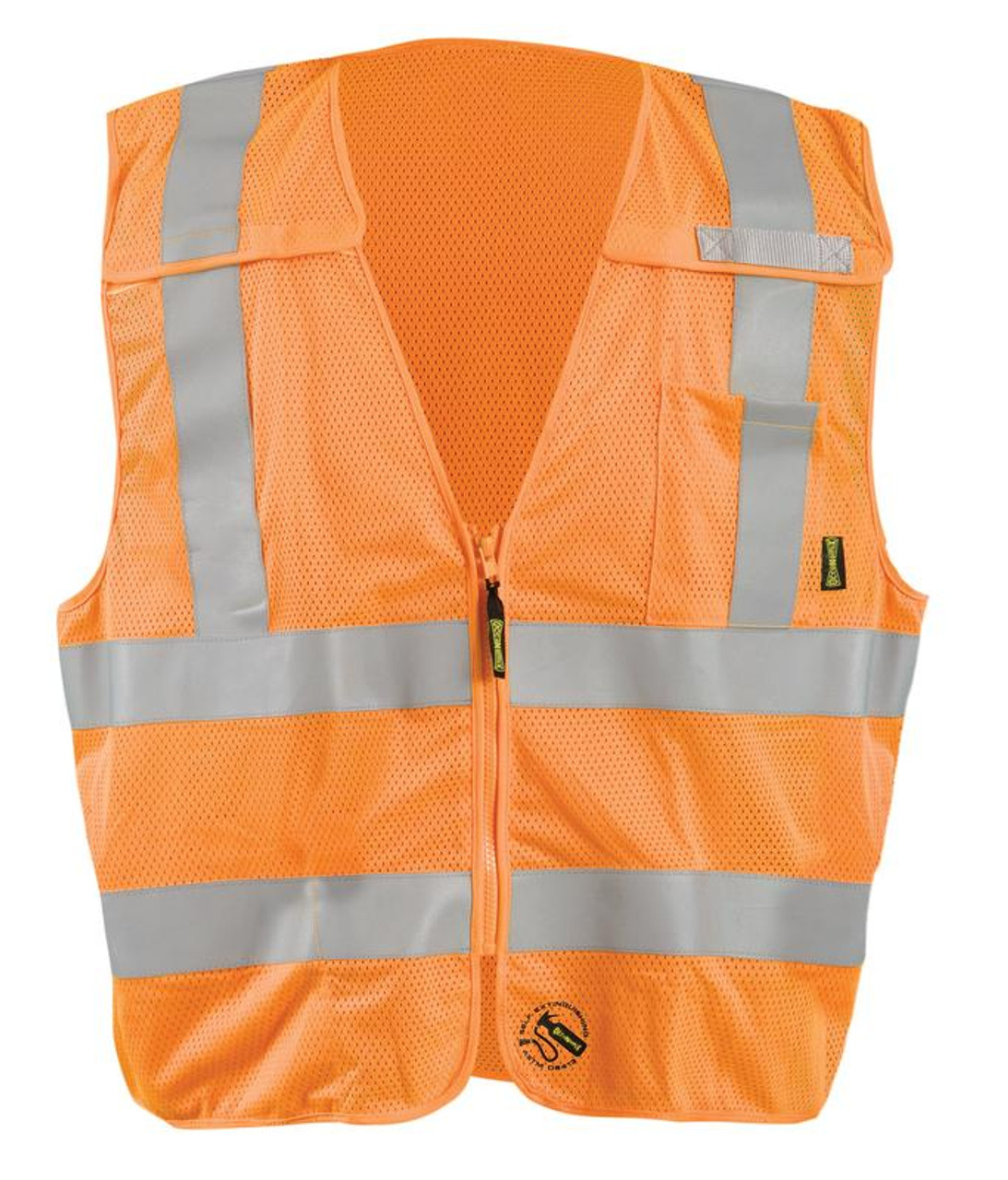 Occunomix TSE-IMBZX Self Extinguishing Break-Away X-Back Uniform Vest with 2 inch silver reflective Flame Resistant Tape, 1 chest pocket, available in Yellow and Orange