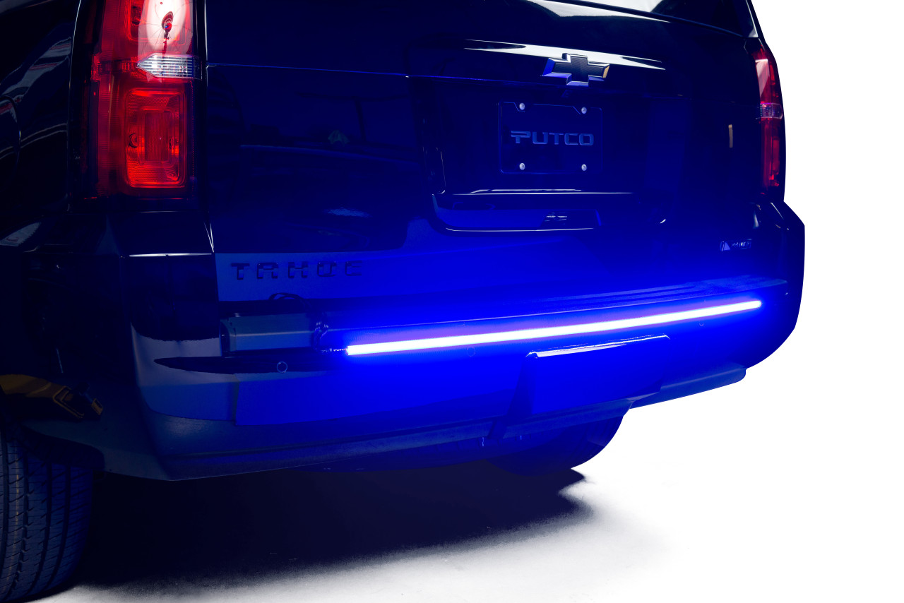 Putco EBlade Silverado/Sierra HD/F-150 Interceptor (15-19), Sierra LD (19-), Ford Super Duty (17-19), AntiCollision Emergency LED Light Bar, Tailgate or Trunk/Bumper Mount, Additional Brake Lighting, Amber Turn Signal, Red/White, Blue/White, Red/Blue