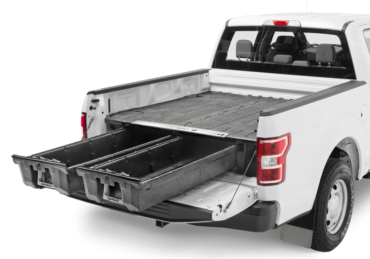 Decked Pickup Truck Weatherproof Storage System with 2 Sliding Drawers,  FULL-SIZE, 2000 lb payload, easy