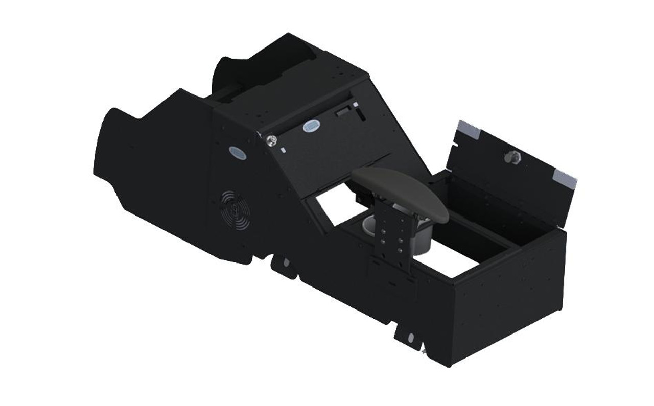 Gamber Johnson 7170-0864-00, Chevrolet Tahoe Wide Body Console Box Kit with Internal Printer Mount, Armrest and Cup Holder maximizes mounting space while the locking side pocket secures valuables
