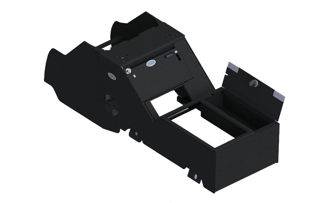 Gamber Johnson 7160-1566-01, 2021+ Chevrolet Tahoe Wide Body Console Box with Internal Printer Mount maximizes mounting space while the locking side pocket secures valuables.