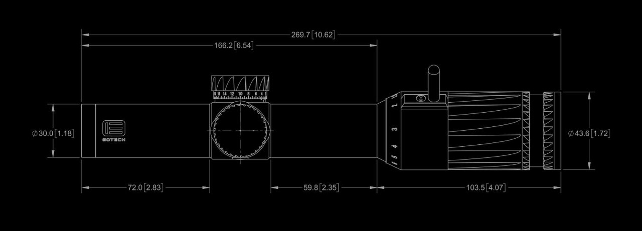 EOTech Vudu 1-6x24 FFP Grey Rifle Scope, Dimensions