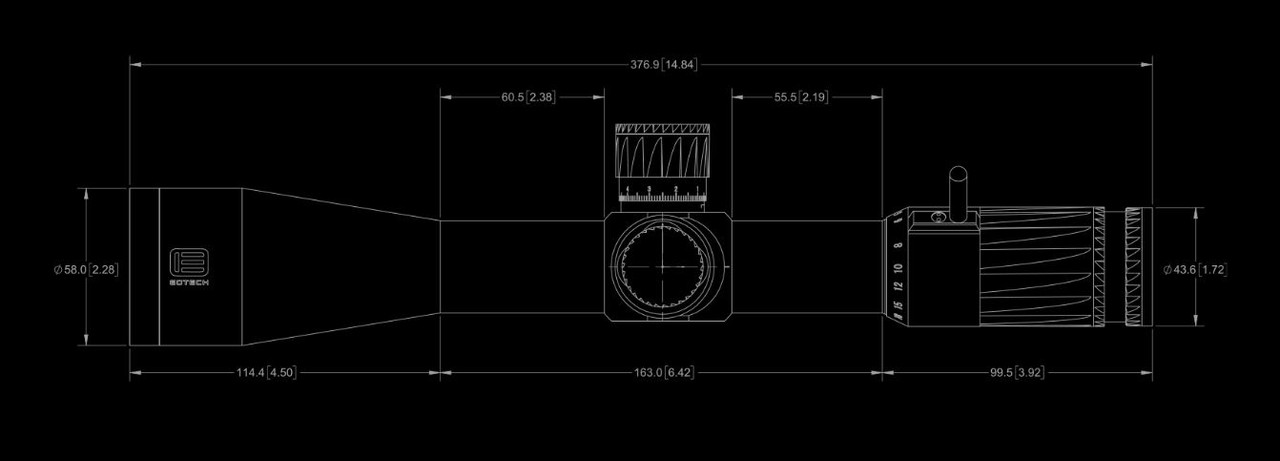 EOTech Vudu 3.5-18x50 FFP Rifle Scope, MD1 Reticle, Dimensions