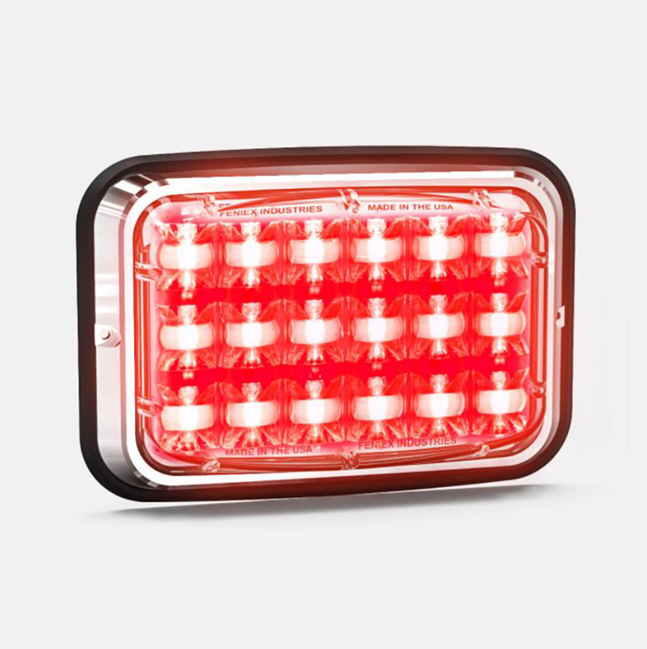 Feniex Wide-LUX, LED, 6x4 Series, Lighthead, available in Red, Blue, Amber, and White with Clear Lens