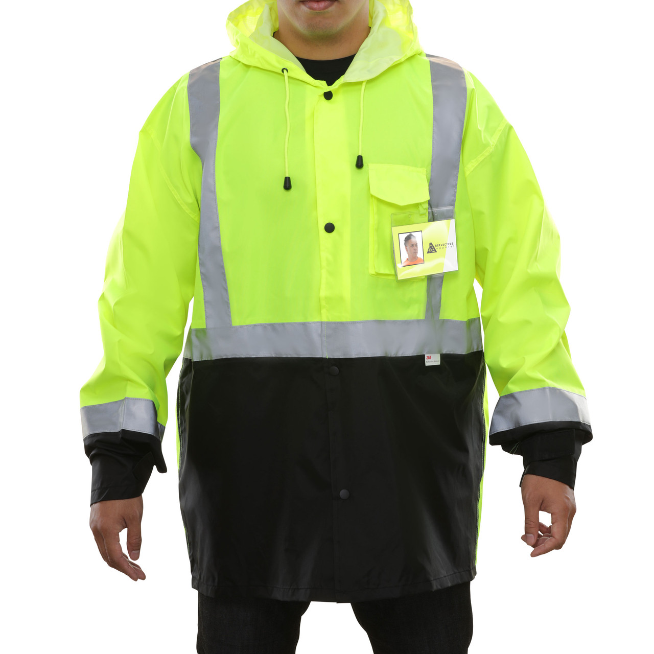 Reflective Apparel 403ETLB Safety Rain Hi Vis Jacket with Hood ...