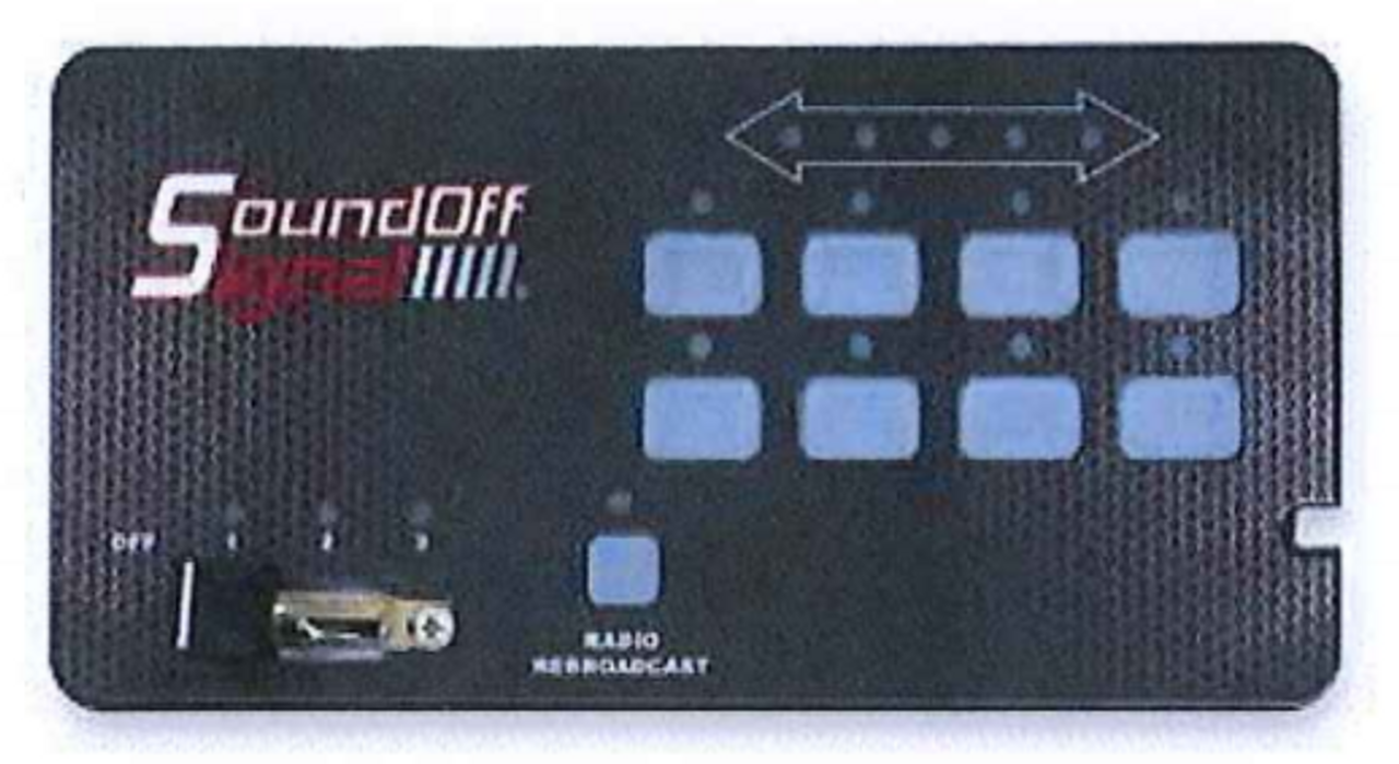 SoundOff ETCPRS01 400 Series Remote Siren Control Panel without having the siren tone control, LED Backlight, eight button with slide switch