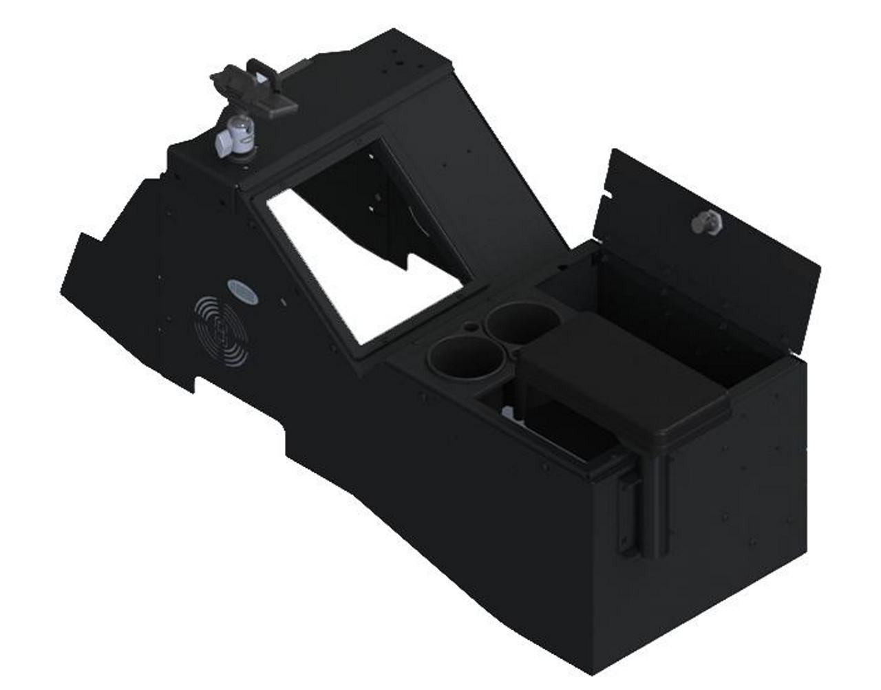 Gamber Johnson 7170-0882-01, 2021 Ford F-150 Wide Body Console Box Kit with Magnetic Phone Holder and Cup Holder and Rear Armrest, includes faceplates and filler panels