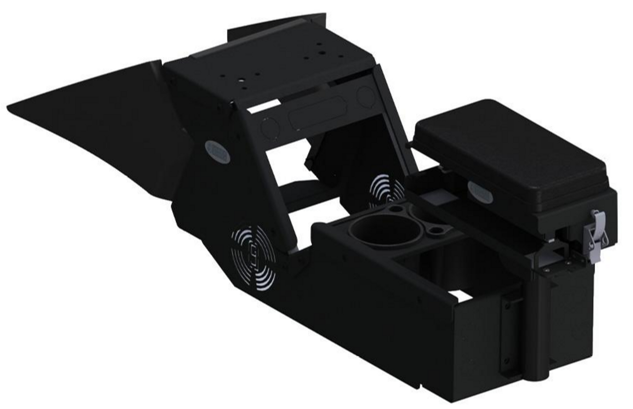 Gamber Johnson 7170-0886-02, 2021+ Dodge Charger Console Box (Short 10.5") Kit with Cup Holder and Printer Armrest, includes faceplates and filler panels