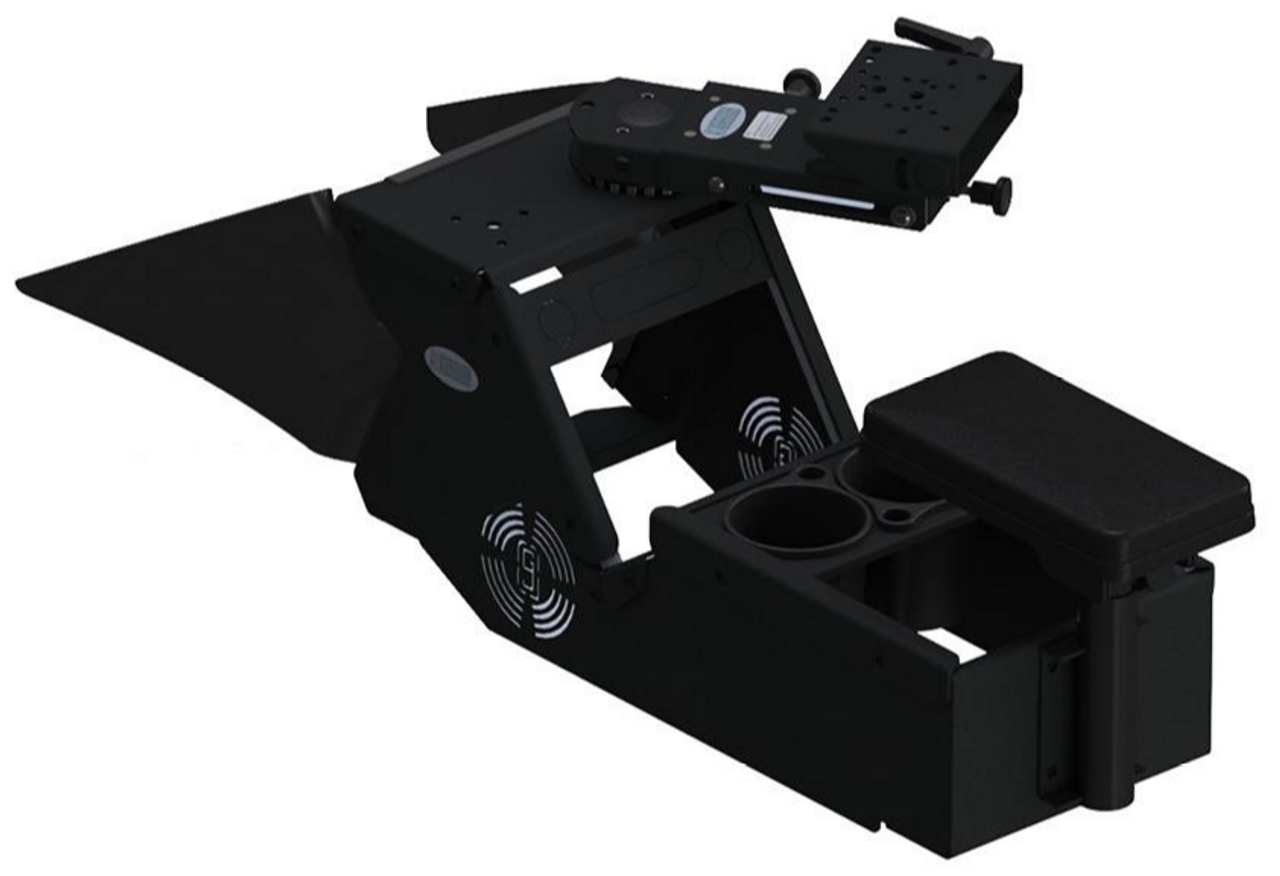 Gamber Johnson 7170-0886-04, 2021+ Dodge Charger Console Box (Short 10.5") Kit with Cup Holder and Mongoose 9" Locking Slide Arm with Short Clevis, includes faceplates and filler panels