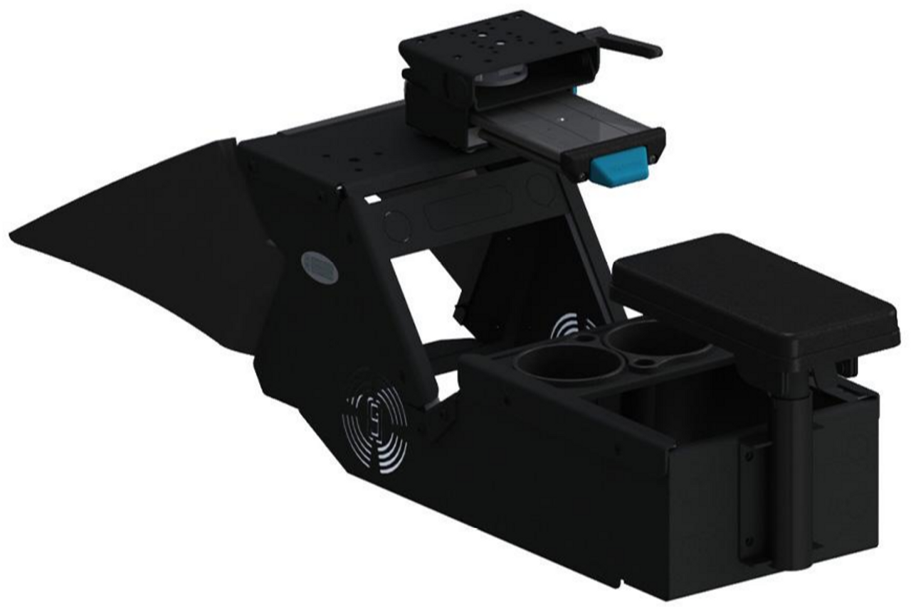 Gamber Johnson 7170-0886-06, 2021+ Dodge Charger Console Box (Short 10.5") Kit with Cup Holder and Mongoose XE 9" Motion Attachment, includes faceplates and filler panels