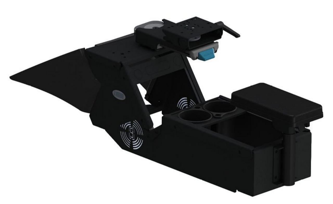 Gamber Johnson 7170-0887-05, 2021+ Dodge Charger Console Box, Cup Holder, Rear Armrest and Mongoose XLE 9" Motion Attachment, includes faceplates and filler panels