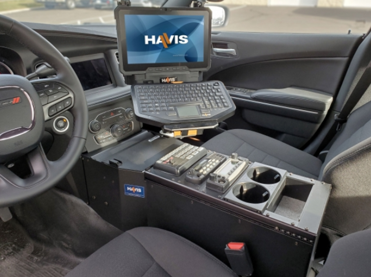 Havis C-VS-1800-CHGR-PM-1 18-Inch Console w/ Internal PocketJet 6 & 7 Printer Mount, Dodge Charger Police 2021-23