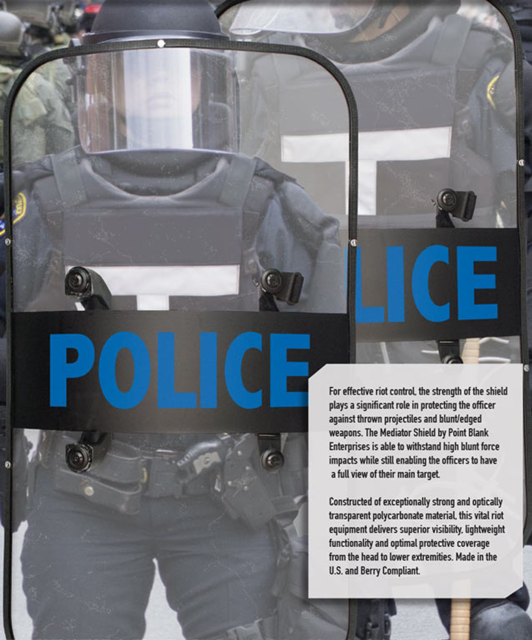 Point Blank Mediator Clear Riot Crowd Control Shield, For Military and Police and Corrections Officers