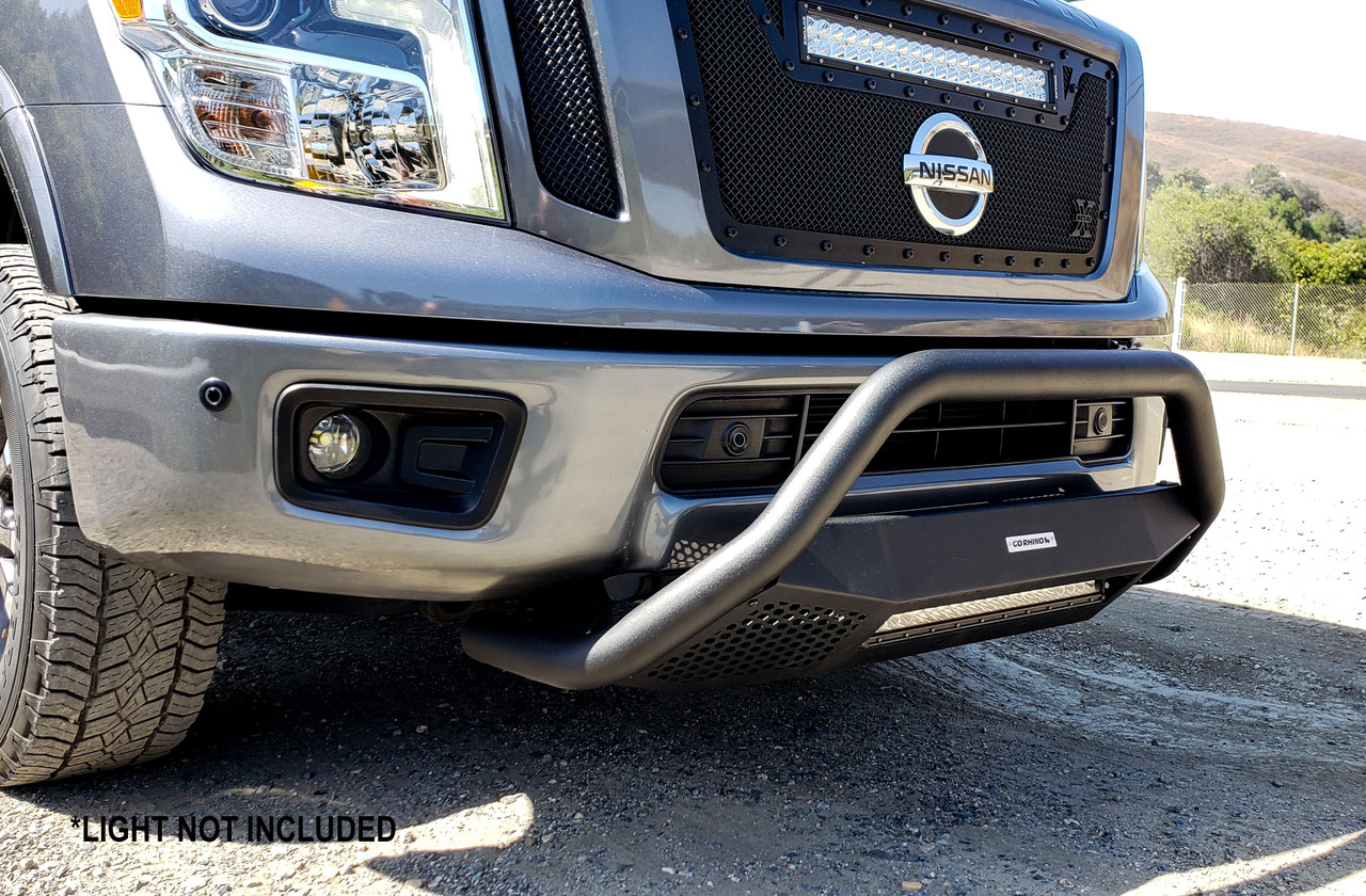 Go Rhino 542260T Nissan Titan XD 2016-2020 RC4 LR - Complete kit: Bull Bar, Front Guard + Brackets, Black Textured Mild Steel (Light Not Included) Installation Kit Included