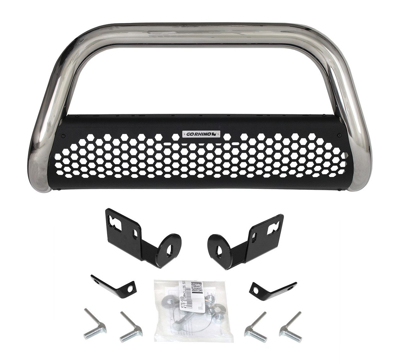 Go Rhino 55214PS GMC Canyon / Chevy Colorado 2015-2020 New RHINO Charger 2 RC2 - Complete kit: Bull Bar, Front Guard + Brackets, Polished Stainless Steel Installation Kit Included