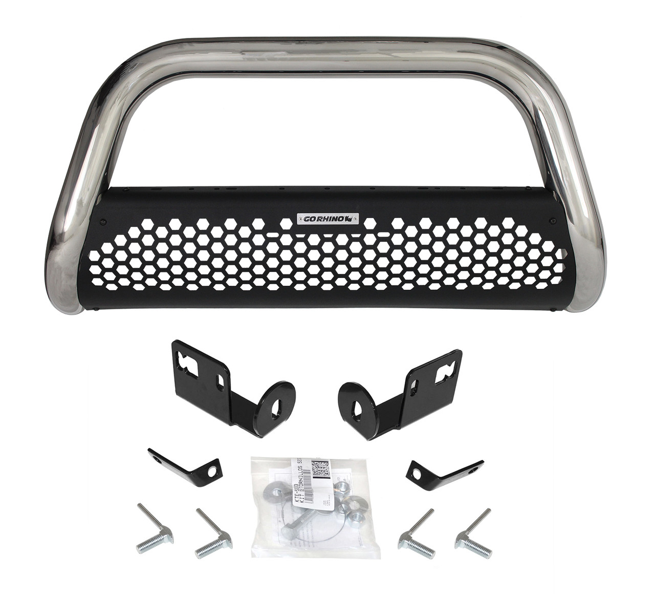 Go Rhino 55219PS GMC Sierra 1500 2014-2015 New RHINO Charger 2 RC2 - Complete kit: Bull Bar, Front Guard + Brackets, Polished Stainless Steel Installation Kit Included