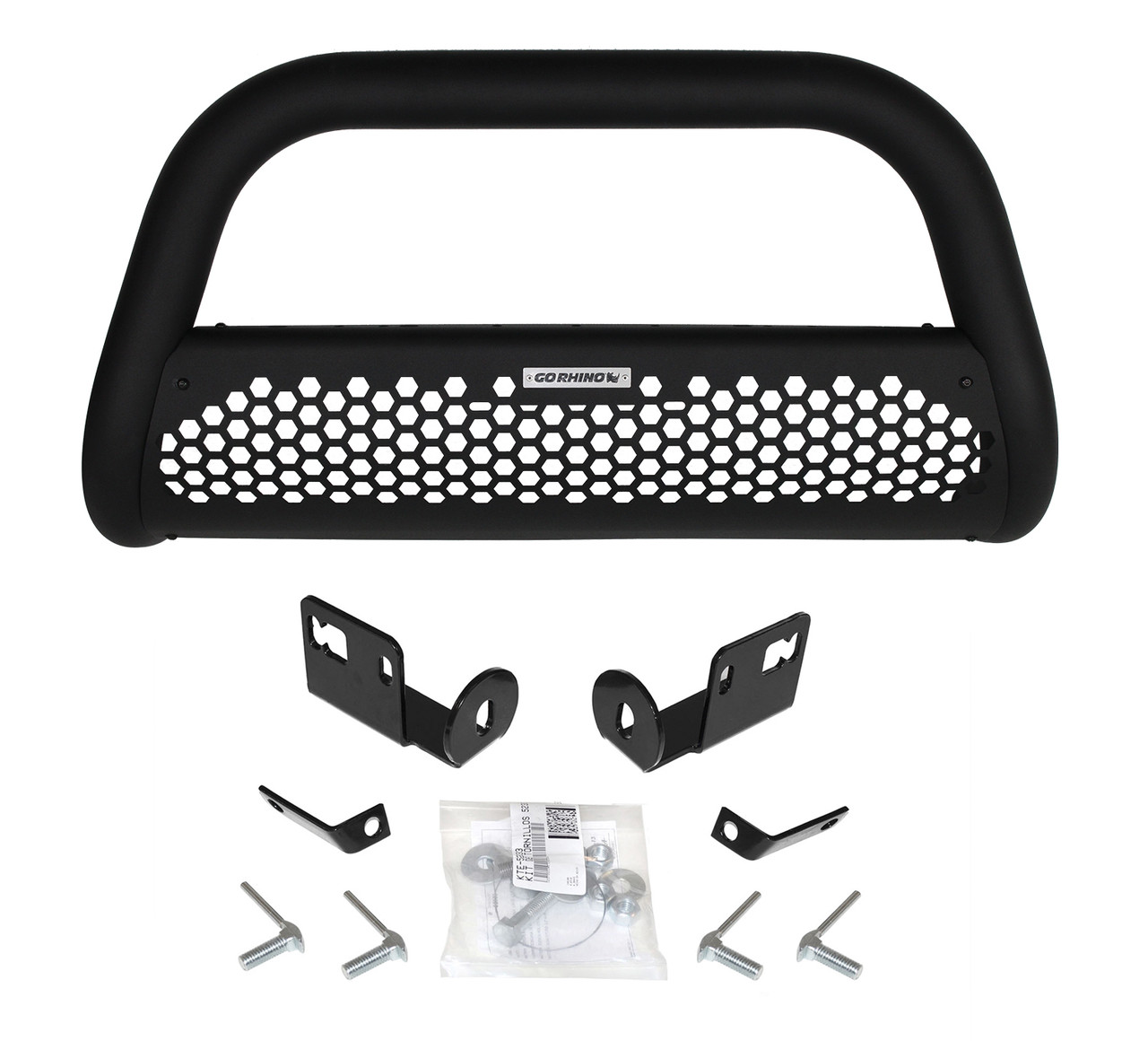 Go Rhino 55219T GMC Sierra 1500 2014-2015 New RHINO Charger 2 RC2 - Complete kit: Bull Bar, Front Guard + Brackets, Black Textured Mild Steel Installation Kit Included