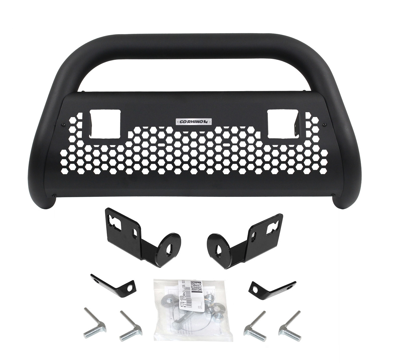 Go Rhino 55532T Toyota Sequoia 2008-2021, Toyota Tundra 2007-2021 RC2 LR - 2 lights - Complete kit: Bull Bar, Front Guard + Brackets, Black Textured Mild Steel (Lights Not Included) Installation Kit Included