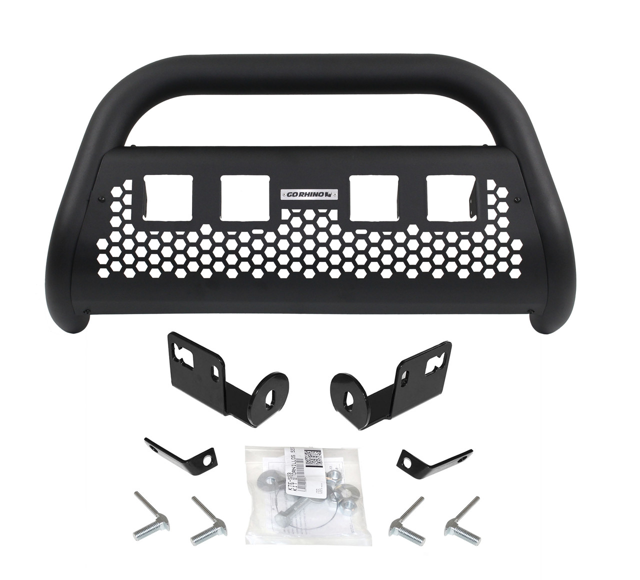 Go Rhino 55534T Toyota Tundra 2007-2021 RC2 LR - 4 lights - Complete kit: Bull Bar, Front Guard + Brackets, Black Textured Mild Steel (Lights Not Included) Installation Kit Included