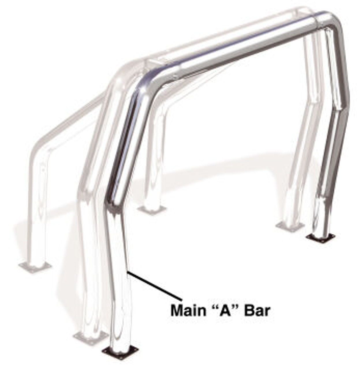 Go Rhino 90001C Universal Front main A bar, RHINO Bed Bar, Roll Bar, Chrome Mild Steel, Mounting Kit Included