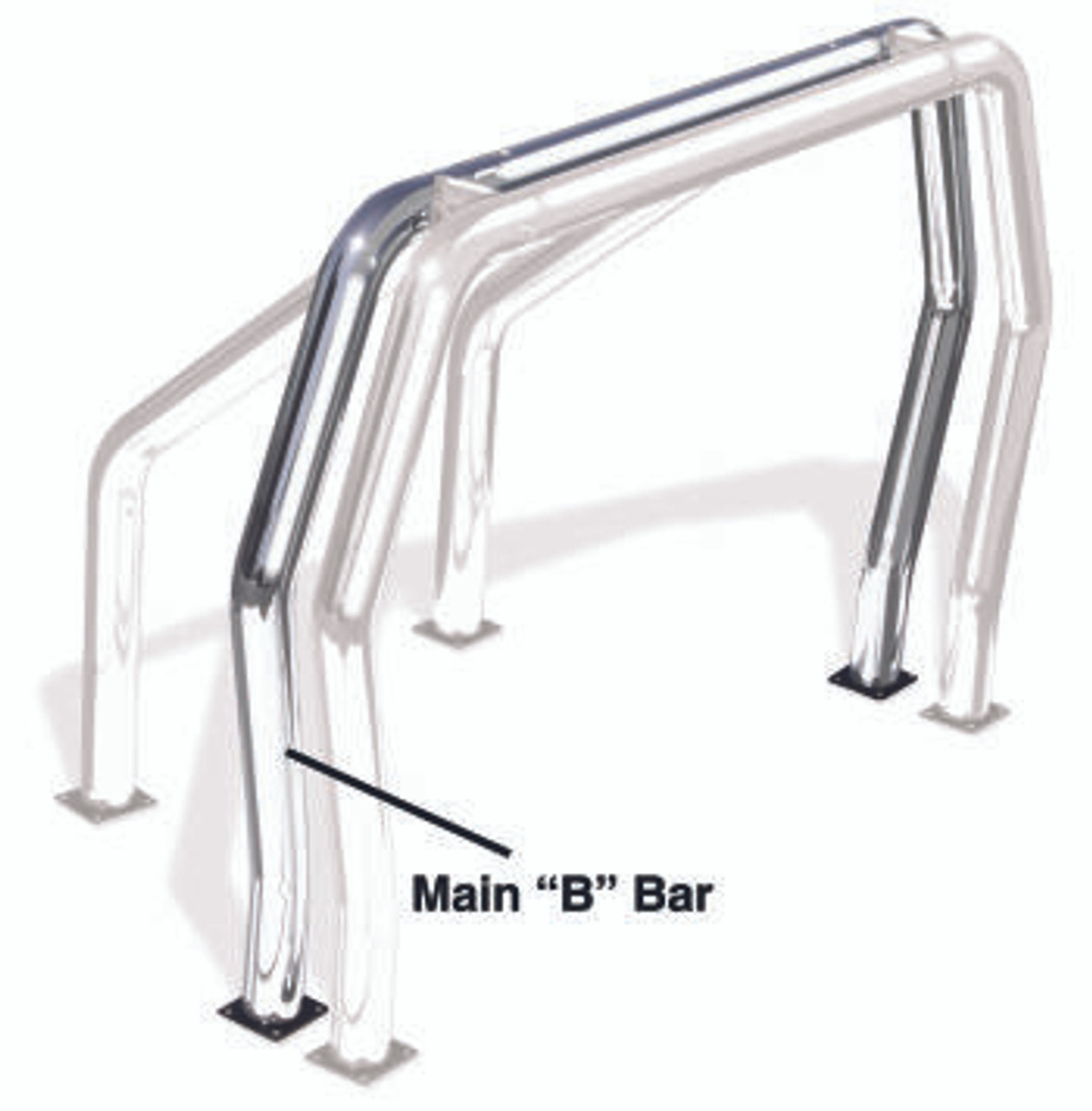 Go Rhino 90002C Universal Rear main B bar, RHINO Bed Bar, Roll Bar, Chrome Mild Steel, Mounting Kit Included
