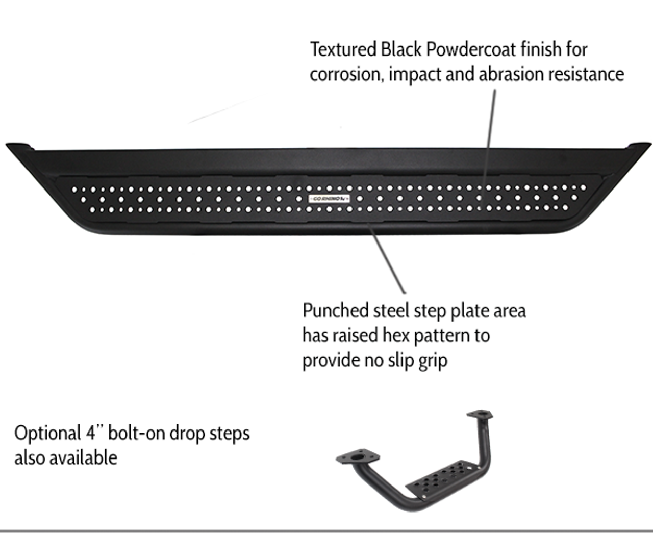 Go Rhino D64235T Chevrolet, Colorado, 2015 - 2021, Dominator Extreme D6 SideSteps - Complete Kit: SideStep + Brackets, Mild steel, Textured black, D60080T Side Steps + D64234TK Dominator Brackets