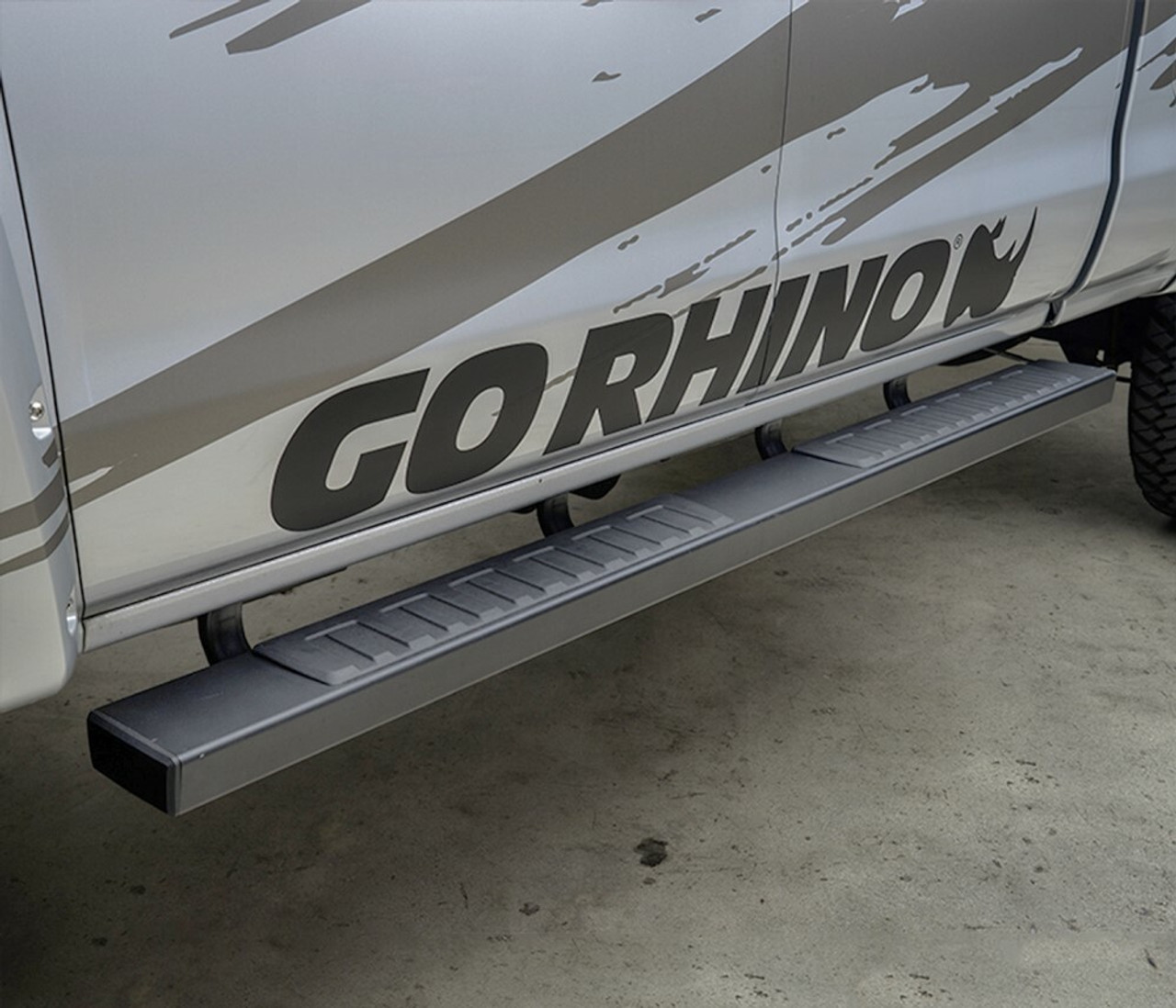 Go Rhino 6862404680T Chevrolet, Silverado 2500HD, 3500HD, 2015 - 2019, 6 inch OE Xtreme II- Complete Kit: Galvanized Steel, Textured black, 660180T side bars + 6840465 OE Xtreme Brackets. 6 inch wide x 80 inch long side bars. Gasoline only