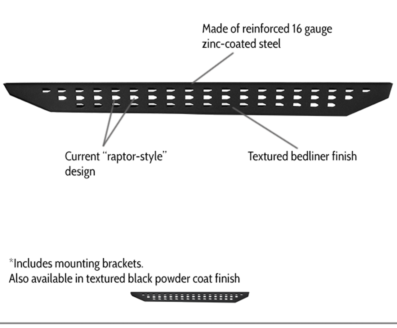 Go Rhino 69417680PC Ford, F-250, F-350, 1999 - 2016, RB20 Running boards - Complete Kit: RB20 Running boards + Brackets, Galvanized Steel, Textured black, 69400080PC RB20 + 6941765 RB Brackets