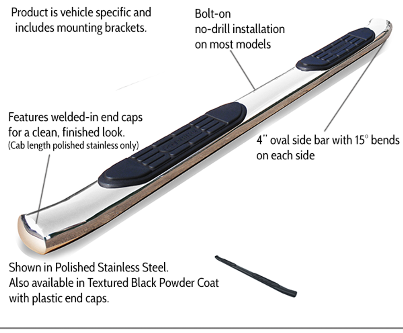 Go Rhino 67106PS RAM 2500HD, 3500HD, 2010 - 2021, 415 Series SideSteps, Stainless steel, Polished, Mounting brackets included