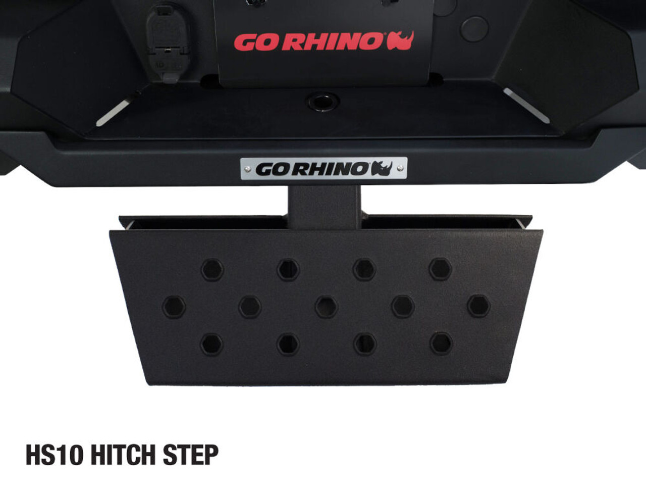 Go Rhino, HS1012T Universal HS-10 Hitch Skid Step , 12" long, Fits 2" Receivers, Mild steel, Textured Black