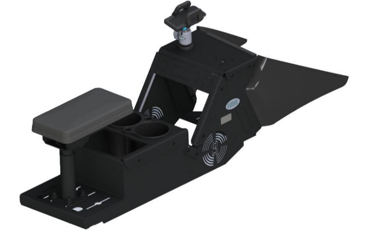 Gamber Johnson 7170-0927-01, 2021+ Dodge Charger Console Box (Short 8.5") Kit with Cup Holder, Magnetic Phone Holder and Break-Away Rear Armrest, includes faceplates and filler panels