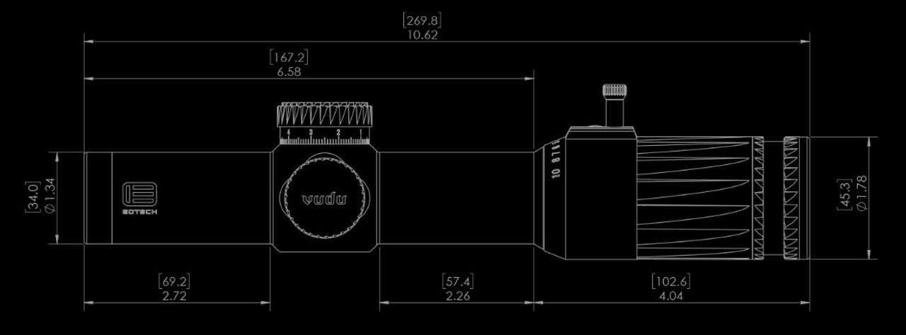 EOTech Vudu 1-10x28 FFP Rifle Scope, Dimensions