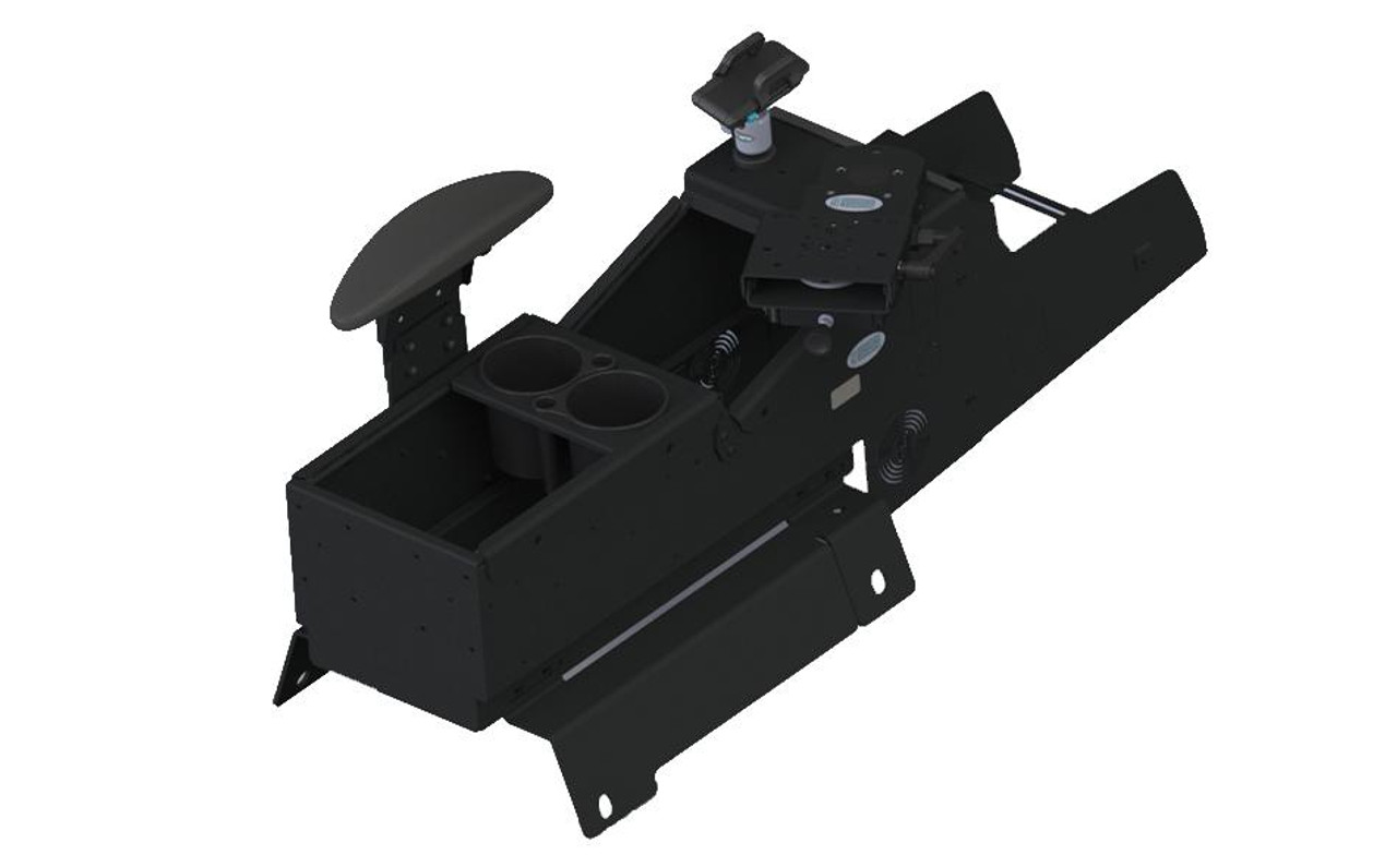 Gamber Johnson 7170-0893-03, 2021+ Chevy Tahoe Standard Width Console Box Kit with Magnetic Phone Holder, Side Armrest, Cup Holder, and Mongoose-9" Locking Slide Arm with Short Clevis