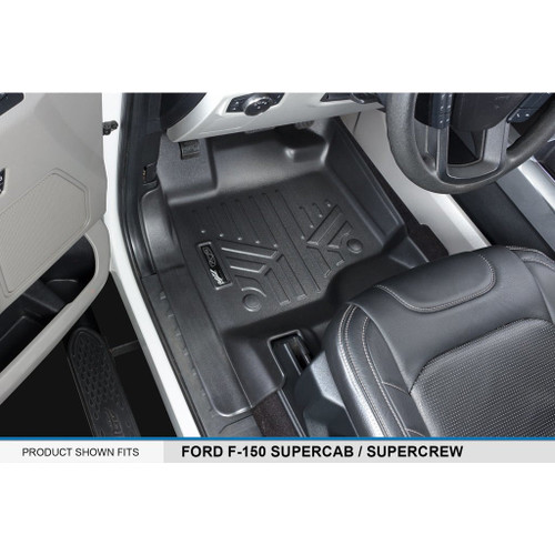 Smartliner Custom Fit Floor Mats 1st Row Liner Set, Driver and Passenger Side, Black for 2015-2020 Ford F-150 SuperCab or SuperCrew Cab
