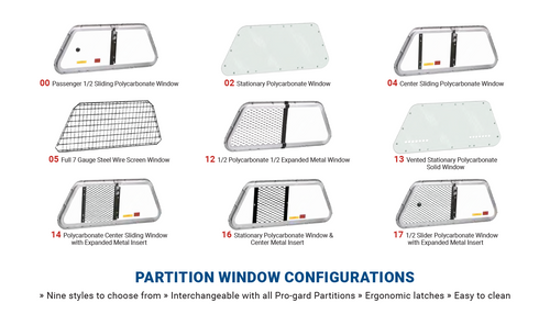 Pro-Gard PRPSP, Space Saver Partitions, 9 Window Options (Poly, Steel Or Expanded Metal), For Ford Police Interceptor Utility/Sedan, F150 Responder/SSV, Expedition SSV, Chevrolet Tahoe PPV, Silverado SSV, Dodge Charger Or RAM SSV