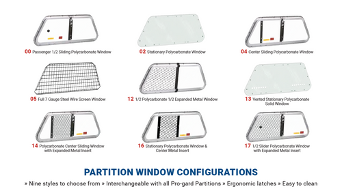 Pro-Gard PSSP, Space Saver Plus Partitions, 9 Window Options (Poly, Steel Or Expanded Metal), For Ford Police Interceptor Sedan, F150 Responder/SSV, Expedition SSV, Chevrolet Tahoe PPV, Suburban, Dodge Charger Or Durango PPV/SSV